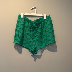 Green Crochet Cover Up Shorts